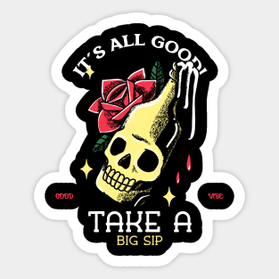 Beer Skull Bottle Sticker